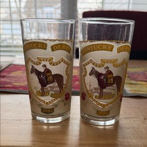 Kentucky Derby Glass Set - Gold and Brown